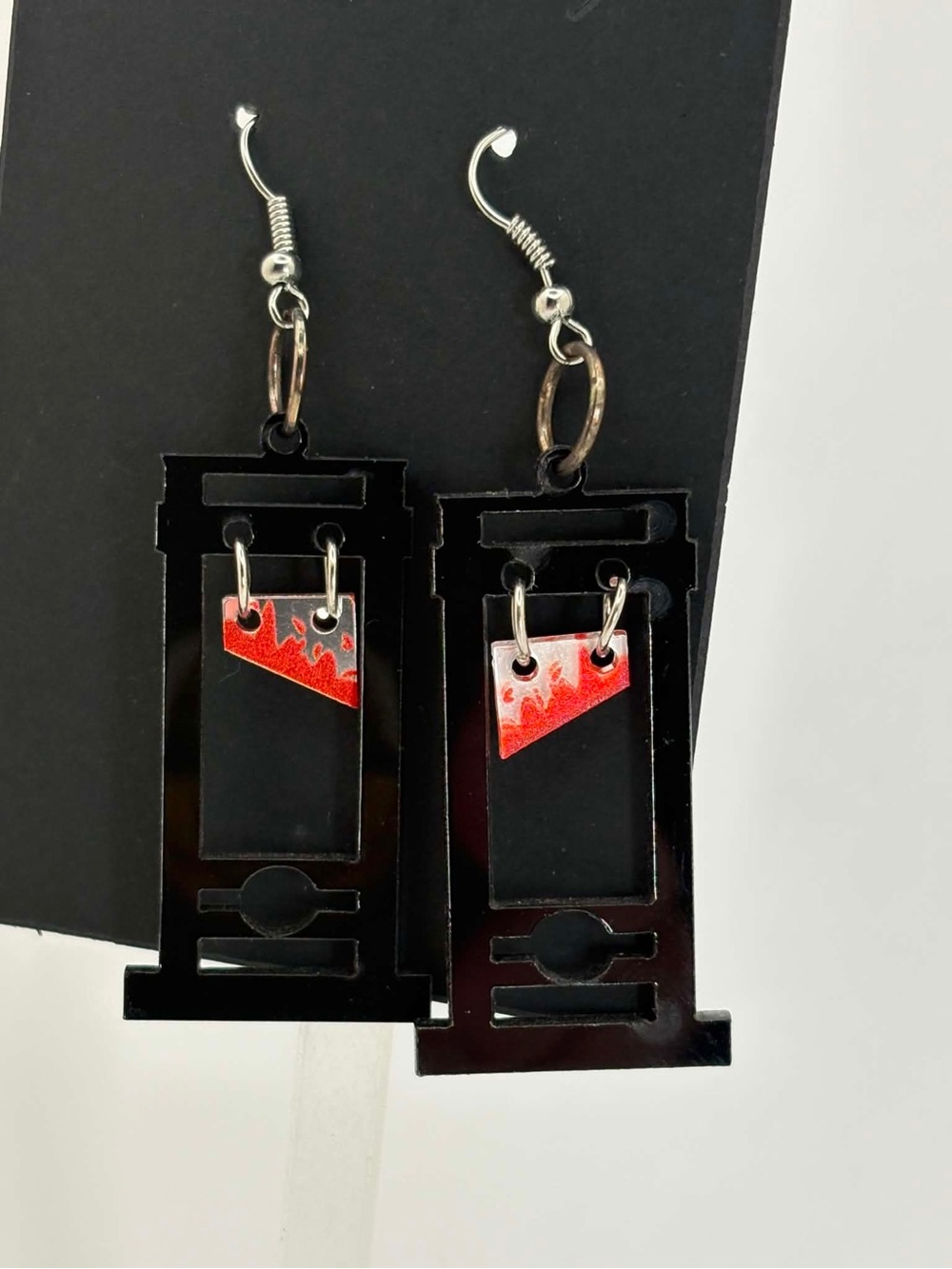 🩸 Guillotine Statement Earrings | Gothic Horror Acrylic Dangle Earrings 🩸